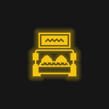 Yatak sarısı parlak neon simgesi