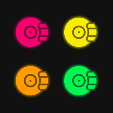 Fren dört renk parlayan neon vektör simgesi