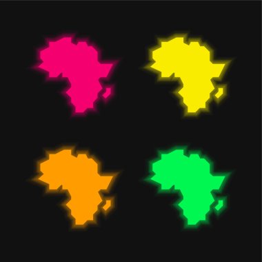 Afrika 'da parlayan dört renkli neon vektör simgesi