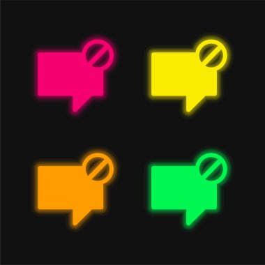 Block Message four color glowing neon vector icon clipart