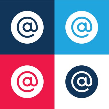 Arroba mavi ve kırmızı dört renk minimal simge kümesi