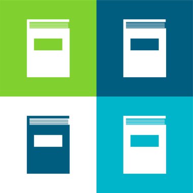 Siyah Kapak Düz Dört Renk Simgesi seti