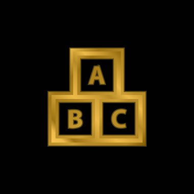 ABC Küpler Eğitim için altın kaplama metalik simge veya logo vektörü