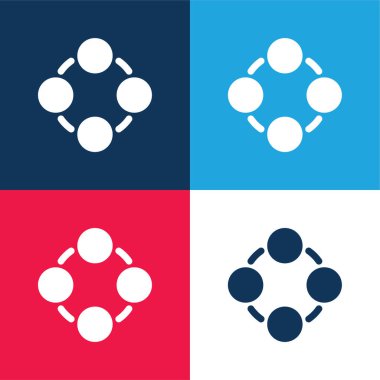 Uygulama mavi ve kırmızı dört renk en küçük simge kümesi