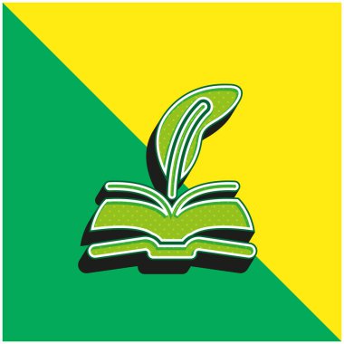 Kitap Yeşil ve Sarı Modern 3D vektör simgesi logosu