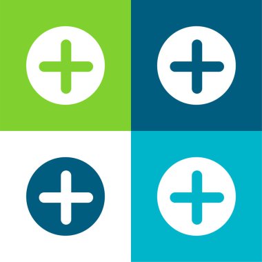 Siyah Dairede Artı Sembollü Düğme Ekle En az dört renk simgesi