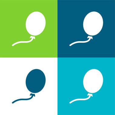 Siyah Balon Şekli Düz Dört Renk Simgesi