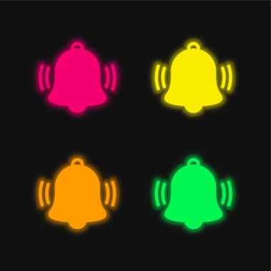 Alarm dört renk parlayan neon vektör simgesi