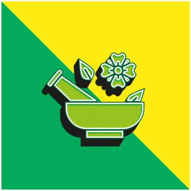 Aromaterapi Yeşil ve sarı modern 3D vektör simgesi logosu