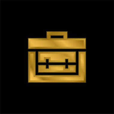 Evrak çantası altın kaplama metalik simge veya logo vektörü