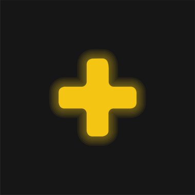 Artı Sarı Parlak Neon Simgesi İmzala