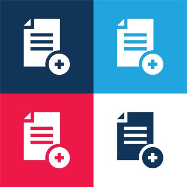 Dosya mavi ve kırmızı dört renk minimal simgesi seti ekle