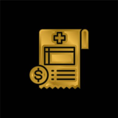 Bill gold plated metalic icon or logo vector clipart