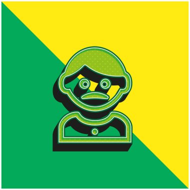 Bıyıklı Yetişkin Adam Yeşil ve Sarı 3D vektör logosu