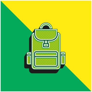 Sırt çantası yeşil ve sarı modern 3d vektör simgesi logosu