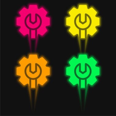 Admin four color glowing neon vector icon clipart
