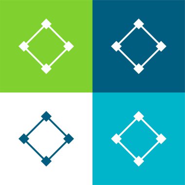 Soyut Düz Düz 4 renk minimal simgesi seti