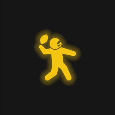 Amerikan Futbolcusu Sarı parlak neon simgesi