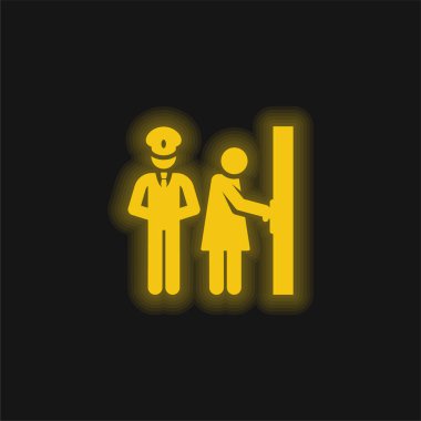 Korumalar sarı parlayan neon simgesi