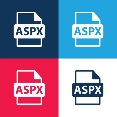 Aspx Dosya Biçimi Sembolü Mavi ve kırmızı dört renk minimal simgesi seti