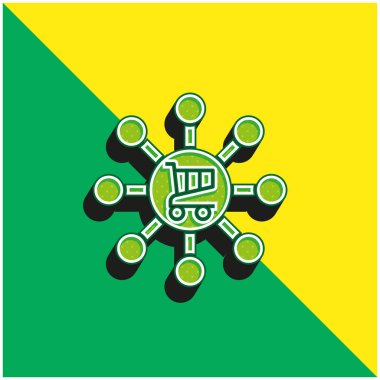 Bağlı yeşil ve sarı modern 3d vektör simgesi logosu