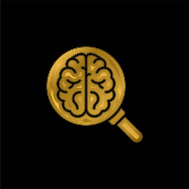 Beyin altın kaplamalı metalik simge veya logo vektörü