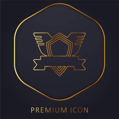 Rozet altın çizgi prim logosu veya simgesi