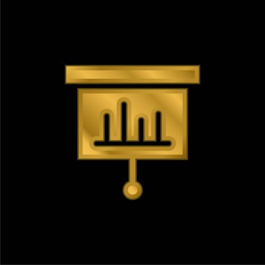 Çubuk Grafik altın kaplama metalik simge veya logo vektörü