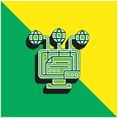 Öznitelik Yeşil ve sarı modern 3d vektör simgesi logosu