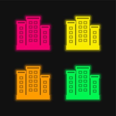 Daire 4 renkli parlak neon vektör simgesi