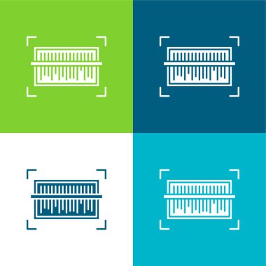 Barcode Flat four color minimal icon set clipart