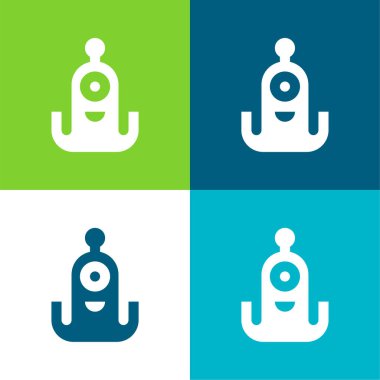 Uzaylı Düz 4 renk simgesi seti