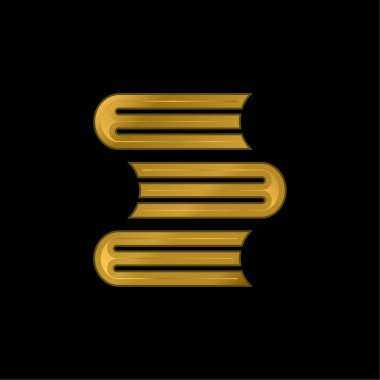 Kitaplar altın kaplamalı metalik simge veya logo vektörü
