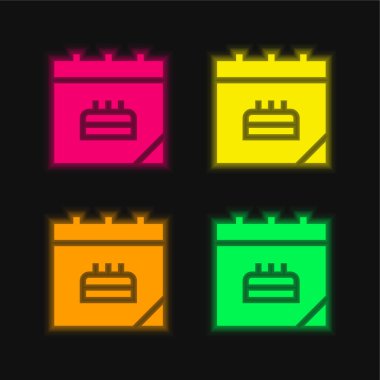 Doğum günü Dört Renkli Parlak neon vektör simgesi