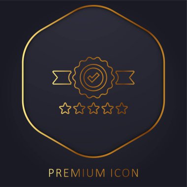 Rozet altın çizgi prim logosu veya simgesi