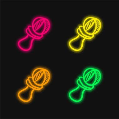 Oyuncak Üzerinde Top Eğlendiren Nesne 4 renkli parlak neon vektör simgesi