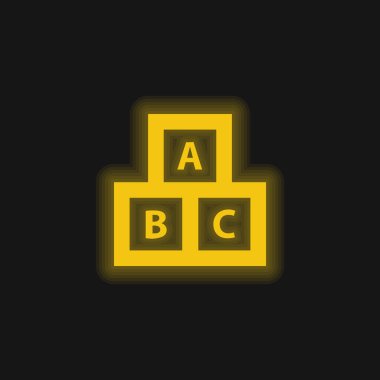 ABC Küpler Eğitim için Sarı parlak neon simgesi
