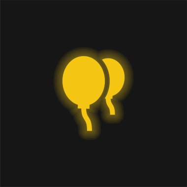 Balonlar sarı parlayan neon simgesi