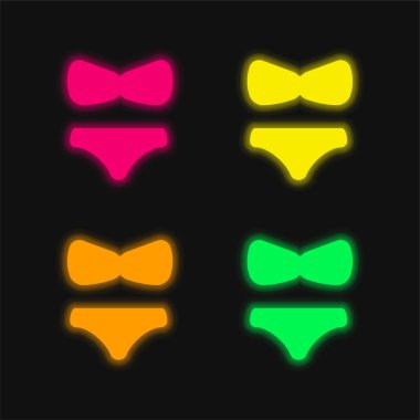 Büyük Bikini dört renk parlayan neon vektör simgesi