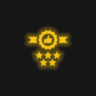 Rozet sarı parlak neon simgesi