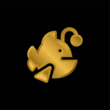 Anglerfish gold plated metalic icon or logo vector clipart