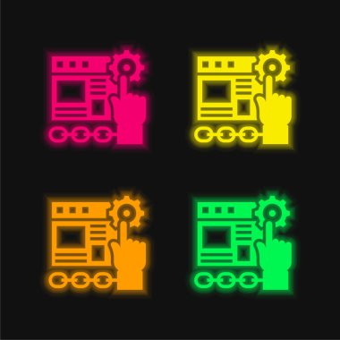 Uygulama dört renk parlayan neon vektör simgesi