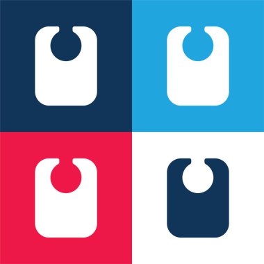 Önlük mavi ve kırmızı dört renk minimal simge kümesi