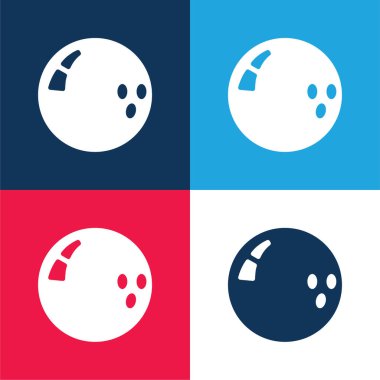 Bowling topu mavi ve kırmızı dört renk minimal simge kümesi