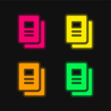 Parlayan dört renk neon vektör simgesi kitaplarıName