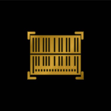 Barkod altın kaplama metalik simge veya logo vektörü