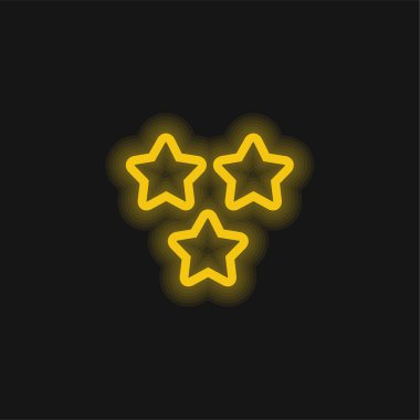 3 Stars Outlines yellow glowing neon icon clipart
