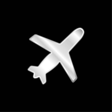 Siyah Uçak Sağa Döndürülen Gümüş Kaplama Metalik Simge