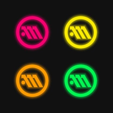 Atina Metro Logo Sembolü dört renkli neon vektör simgesi