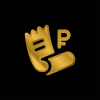 Altın kaplama metalik simge veya logo vektörü